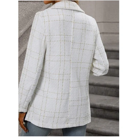 Classic Plaid Button up Tweed Blazer - Picture 5 of 12